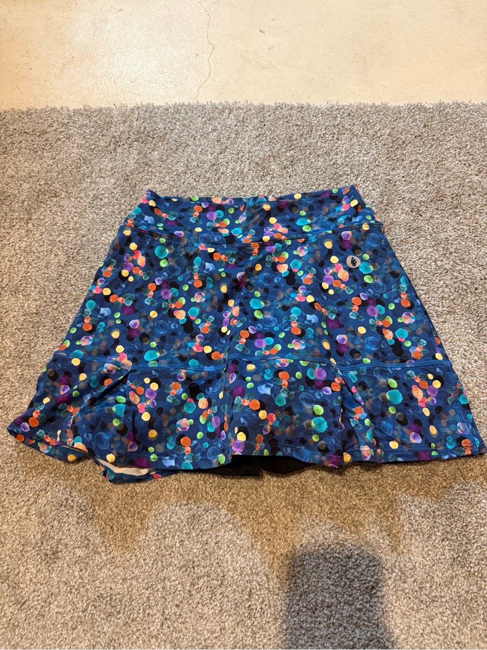 Navy Blue Confetti Dot Skater Skirt